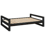 Dog Bed Black 105.5x75.5x28 cm Solid Pine Wood - Front View