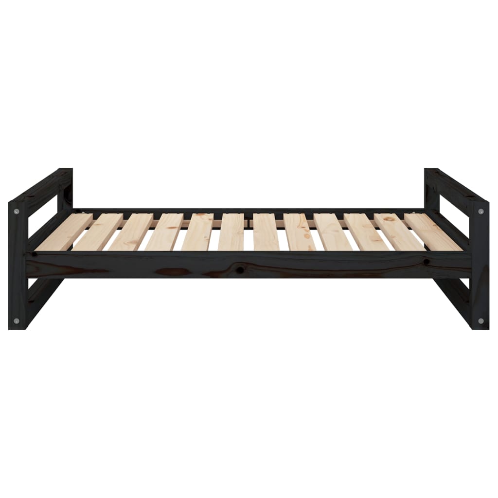 Dog Bed Black 105.5x75.5x28 cm Solid Pine Wood