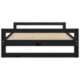 Dog Bed Black 105.5x75.5x28 cm Solid Pine Wood - Rear View
