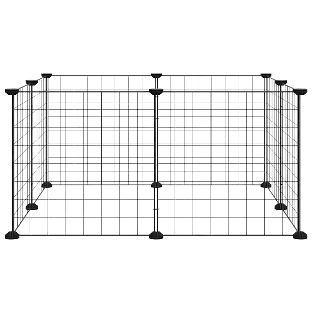 8-Panel Pet Cage Black 70x70x35 cm Steel
