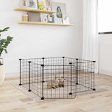 8-Panel Pet Cage with Door Black 70x70x35 cm Steel