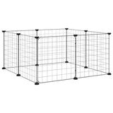 8-Panel Pet Cage with Door Black 70x70x35 cm Steel