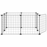 8-Panel Pet Cage with Door Black 70x70x35 cm Steel - 45-Degree Angle