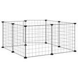 8-Panel Pet Cage with Door Black 70x70x35 cm Steel