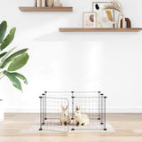 8-Panel Pet Cage with Door Black 70x70x35 cm Steel