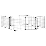 12-Panel Pet Cage with Door Black 105x105x35 cm Steel