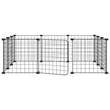 12-Panel Pet Cage with Door Black 35x35 cm Steel - Front View