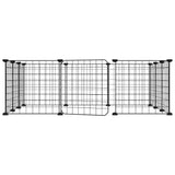 12-Panel Pet Cage with Door Black 35x35 cm Steel - Side View
