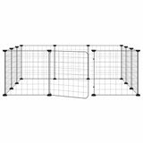 12-Panel Pet Cage with Door Black 105x105x35 cm Steel
