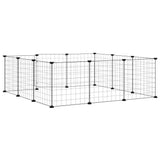 12-Panel Pet Cage with Door Black 105x105x35 cm Steel