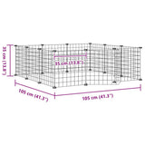 12-Panel Pet Cage with Door Black 105x105x35 cm Steel