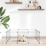 12-Panel Pet Cage with Door Black 105x105x35 cm Steel