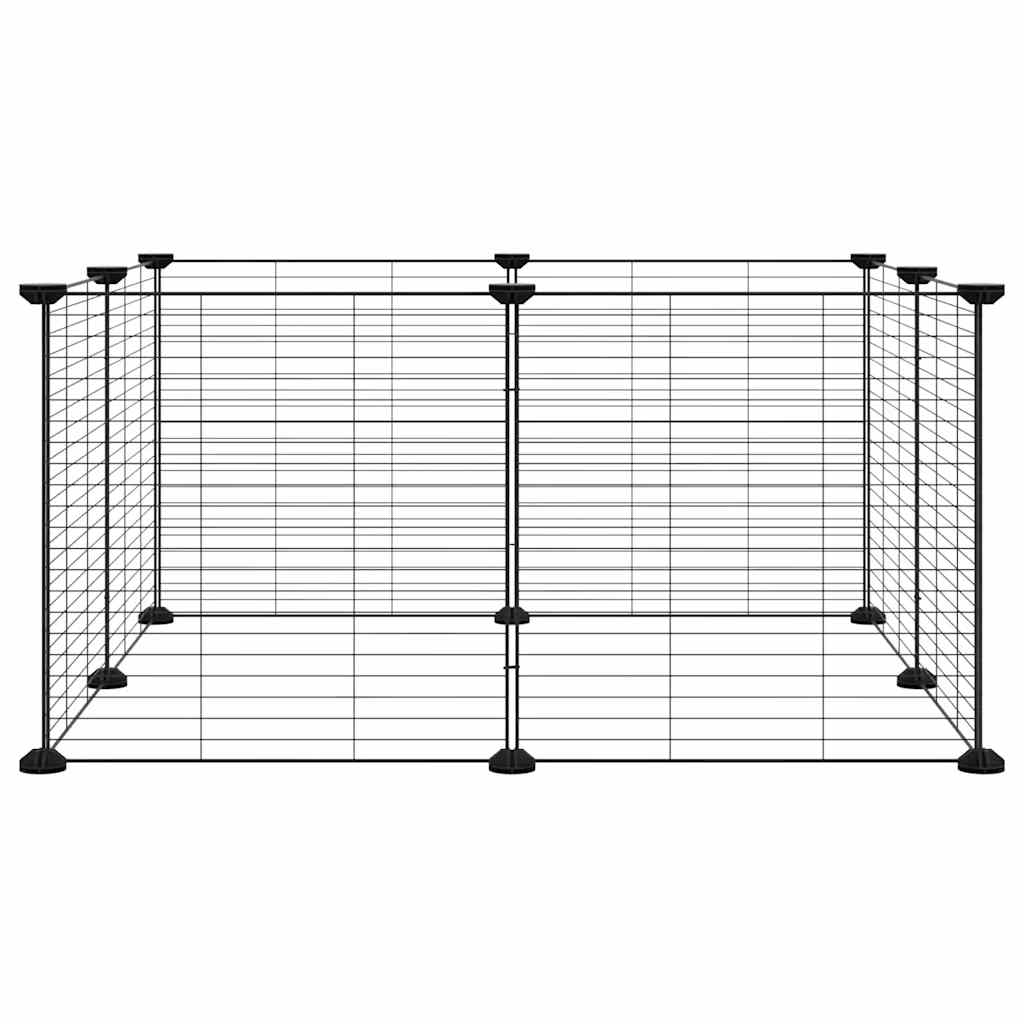 8-Panel Pet Cage Black 70x70x35 cm Steel