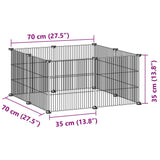 8-Panel Pet Cage Black 35x35 cm Steel - Rear View