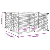 8-Panel Pet Cage Black 70x70x35 cm Steel - Close-Up Angle