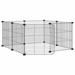 8-Panel Pet Cage with Door Black 70x70x35 cm Steel