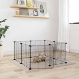 8-Panel Pet Cage with Door Black 70x70x35 cm Steel - Front View
