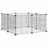 8-Panel Pet Cage with Door Black 70x70x35 cm Steel