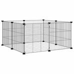 8-Panel Pet Cage with Door Black 70x70x35 cm Steel