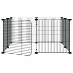8-Panel Pet Cage with Door Black 70x70x35 cm Steel