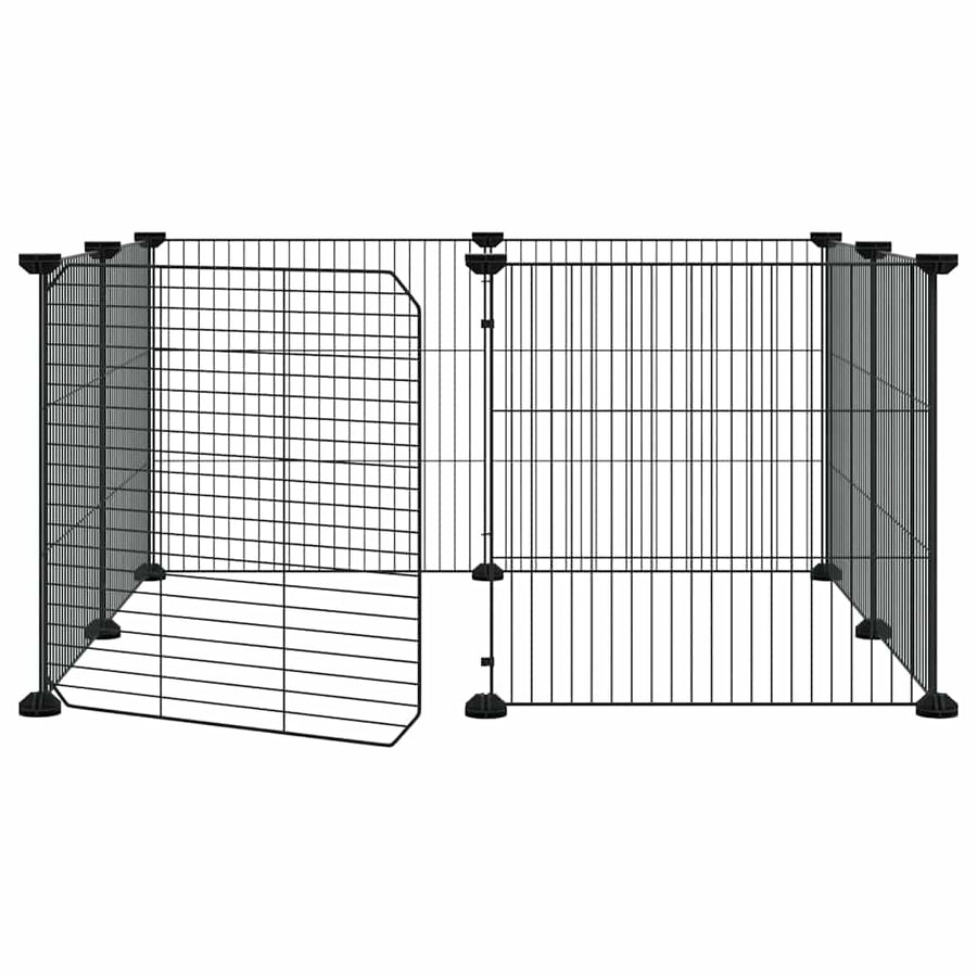 8-Panel Pet Cage with Door Black 70x70x35 cm Steel