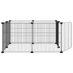 8-Panel Pet Cage with Door Black 70x70x35 cm Steel