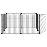 8-Panel Pet Cage with Door Black 70x70x35 cm Steel - 45-Degree Angle