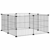 8-Panel Pet Cage with Door Black 70x70x35 cm Steel