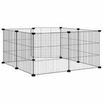 8-Panel Pet Cage with Door Black 70x70x35 cm Steel