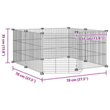 8-Panel Pet Cage with Door Black 70x70x35 cm Steel - Low Angle