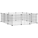 12-Panel Pet Cage with Door Black 105x105x35 cm Steel