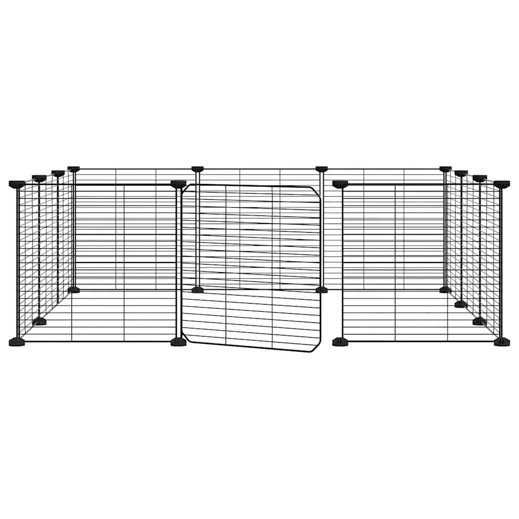 12-Panel Pet Cage with Door Black 35x35 cm Steel