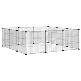 12-Panel Pet Cage with Door Black 105x105x35 cm Steel