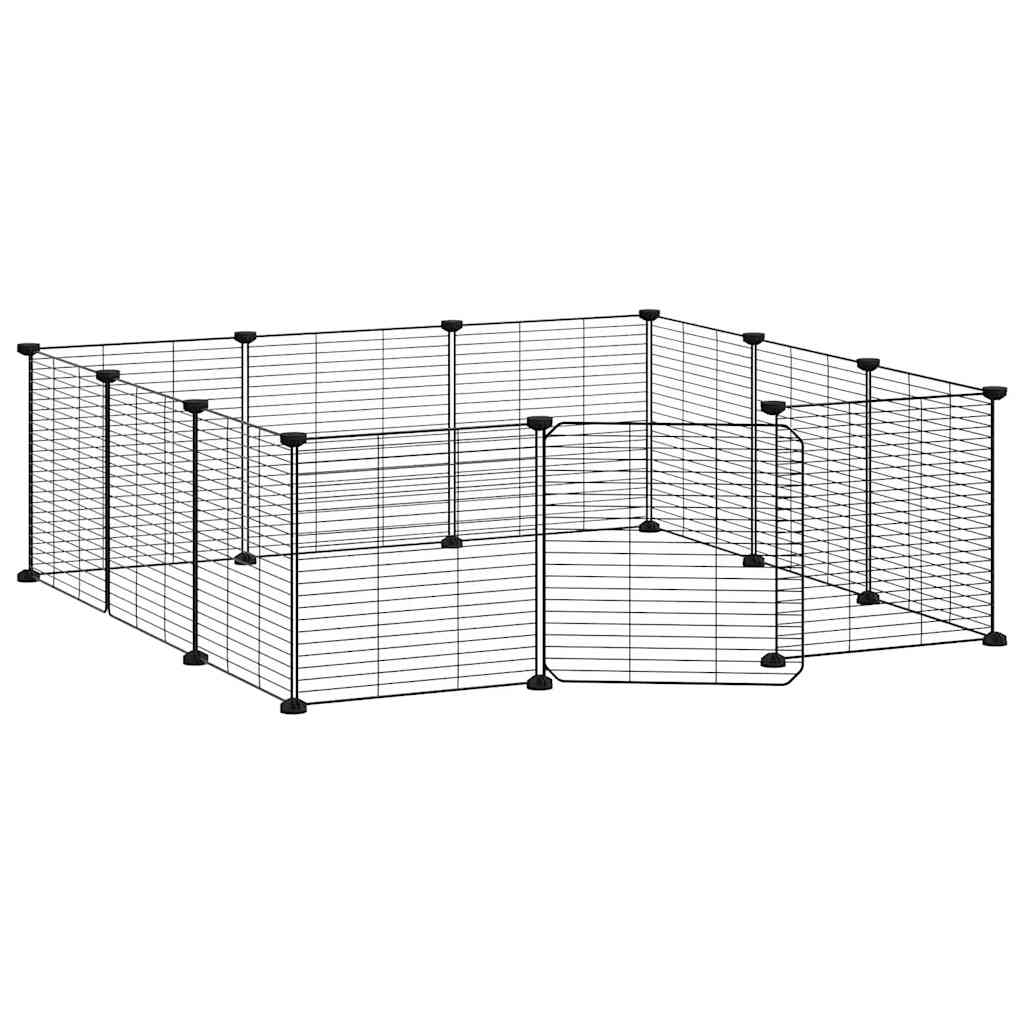 12-Panel Pet Cage with Door Black 35x35 cm Steel