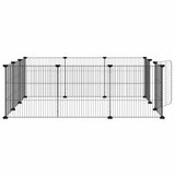 12-Panel Pet Cage with Door Black 105x105x35 cm Steel