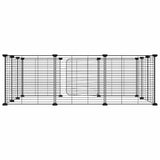 12-Panel Pet Cage with Door Black 35x35 cm Steel - 45-Degree Angle