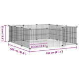 12-Panel Pet Cage with Door Black 105x105x35 cm Steel