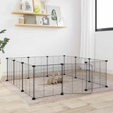 12-Panel Pet Cage with Door Black 35x35 cm Steel