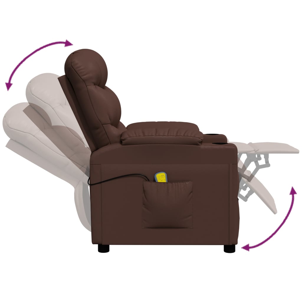 Massage Chair Brown Faux Leather