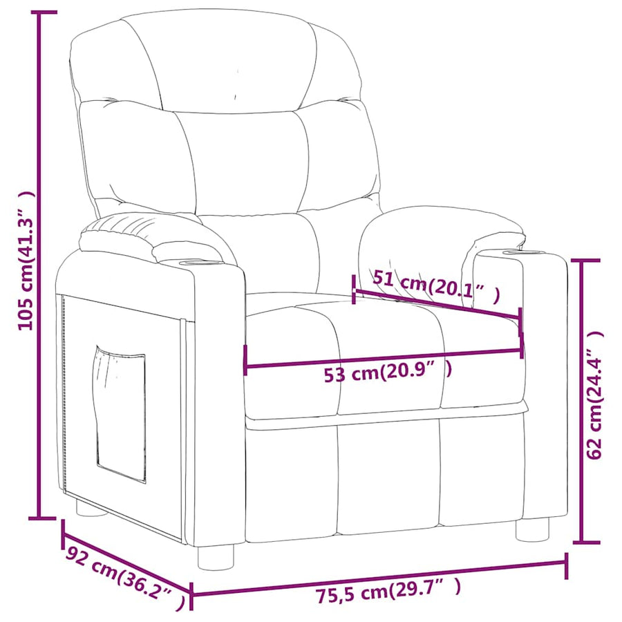 Recliner Chair Dark Grey Fabric