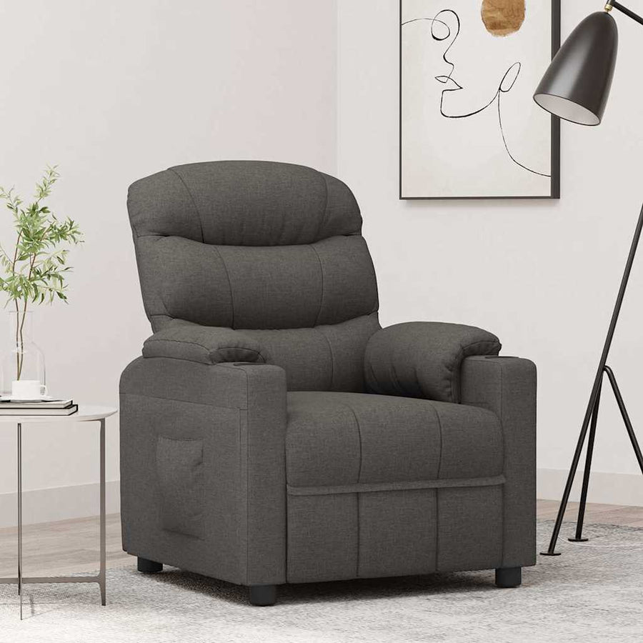 Recliner Chair Dark Grey Fabric
