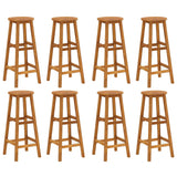 Bar Stools 8 pcs Solid Wood Acacia - Front View