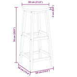 Bar Stools 8 pcs Solid Wood Acacia - Extra Image