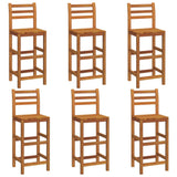 Bar Stools 6 pcs Solid Wood Acacia - Front View