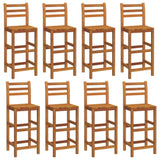 Bar Stools 8 pcs Solid Wood Acacia - Front View