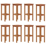 Bar Stools 8 pcs Solid Wood Acacia - Front View