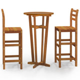 3 Piece Garden Bar Set Solid Wood Acacia - Front View