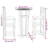 3 Piece Garden Bar Set Solid Wood Acacia - Low Angle
