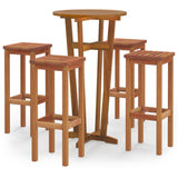 5 Piece Garden Bar Set Solid Wood Acacia - Front View