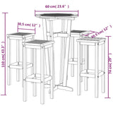 5 Piece Garden Bar Set Solid Wood Acacia - Low Angle